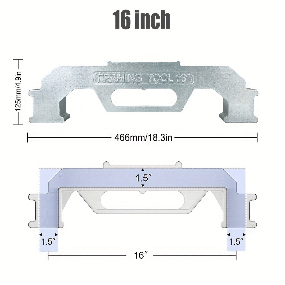 Framing Tools, Stud 16 Master, 16 Inch On-Center Framing Tool, Stud Layout  Tools Made of Durable Aluminum, Precision Wall Stud Framing Tool,  Measurement Jig Tool For Walls, Roofs, Floors or Ladders 