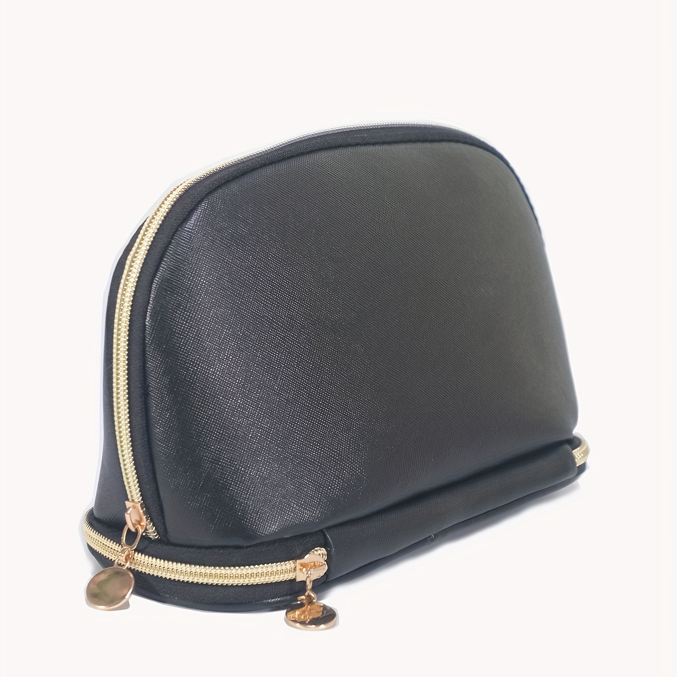Double Layer Roundtop Makeup Bag Portable Toiletry Bag With Zipper