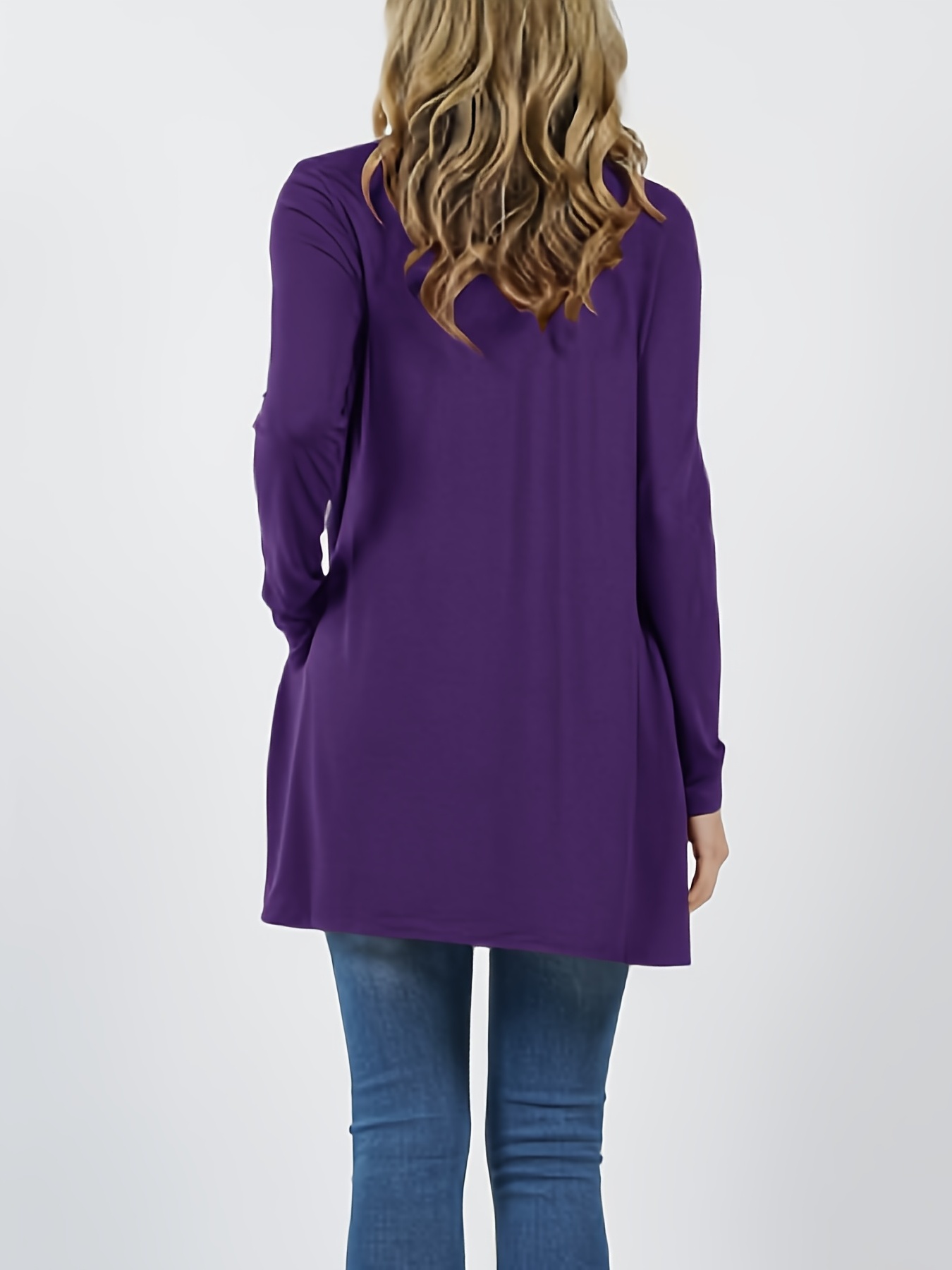 Tunic Front Pleated Pockets Top Crew Neck Long Sleeve Loose - Temu
