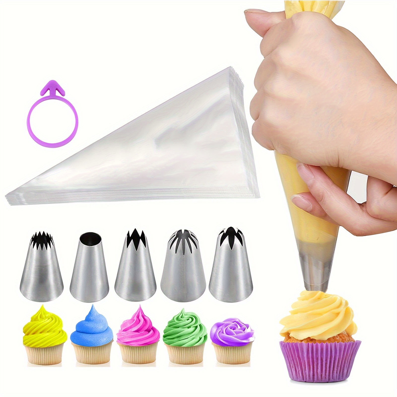 Piping Bags Tips Set 5 Stainless Steel Nozzle Icing Tips 20 Temu Canada
