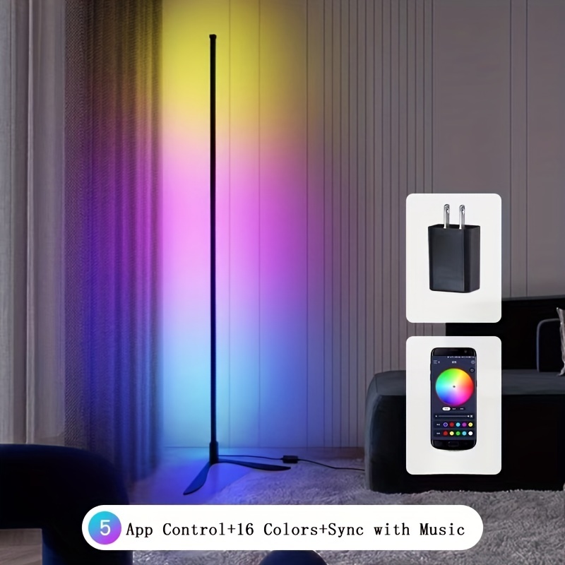 Corner Floor Lamp, Corner Light, RGB Color Changing Led Floor Lamp with  Remote and App Control, Dimmable Minimalist Mood Lighting, Music Sync  Timing
