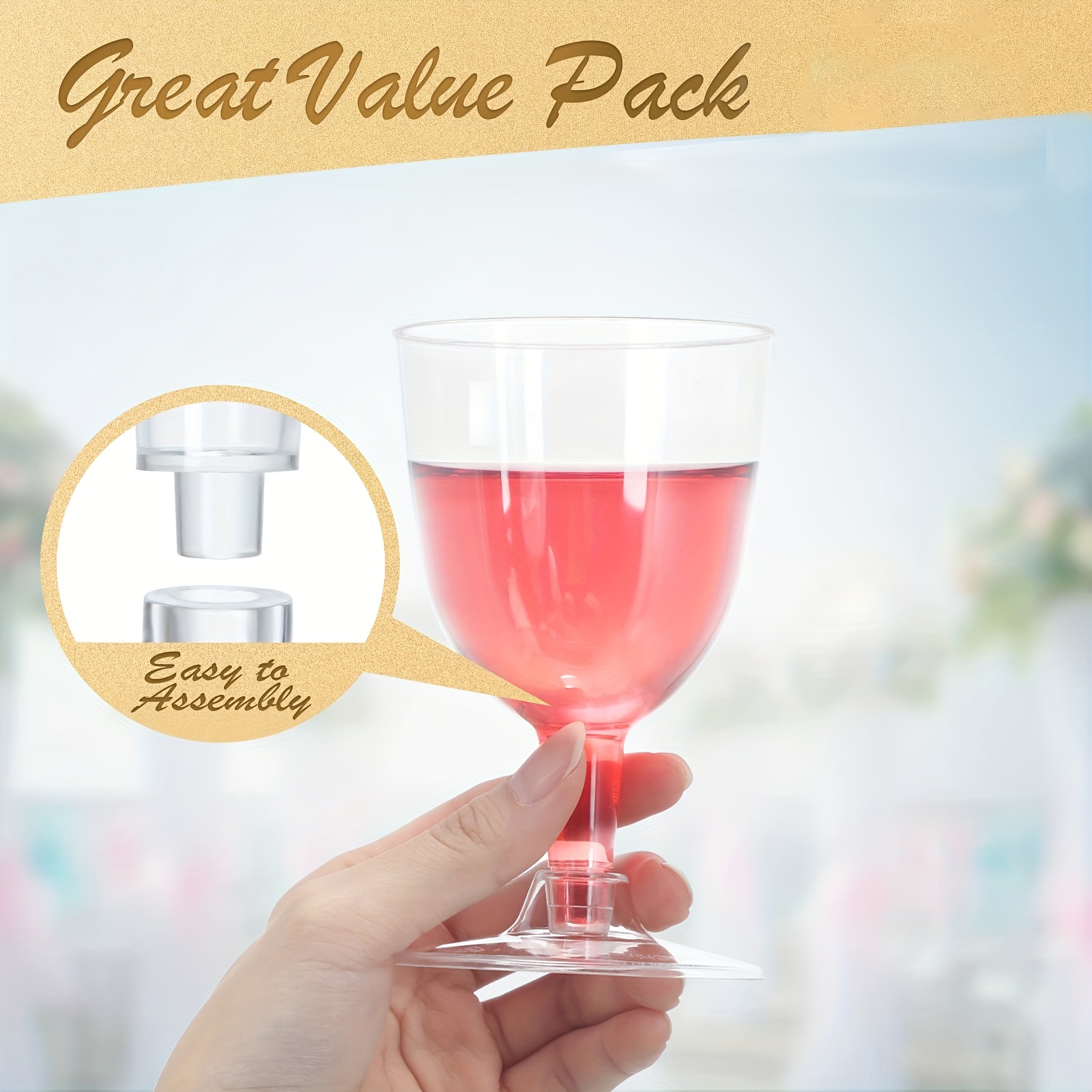 Clear Plastic Wine Glass Shatterproof Wine Goblet Disposable Reusable Cups  For Champagne, Dessert, Food Samples, Catering, Weddings Dessert Cups - Temu