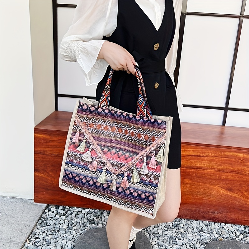 Fashion Geometric Pattern Large Capacity Tote Bag For Women Travel Handbag