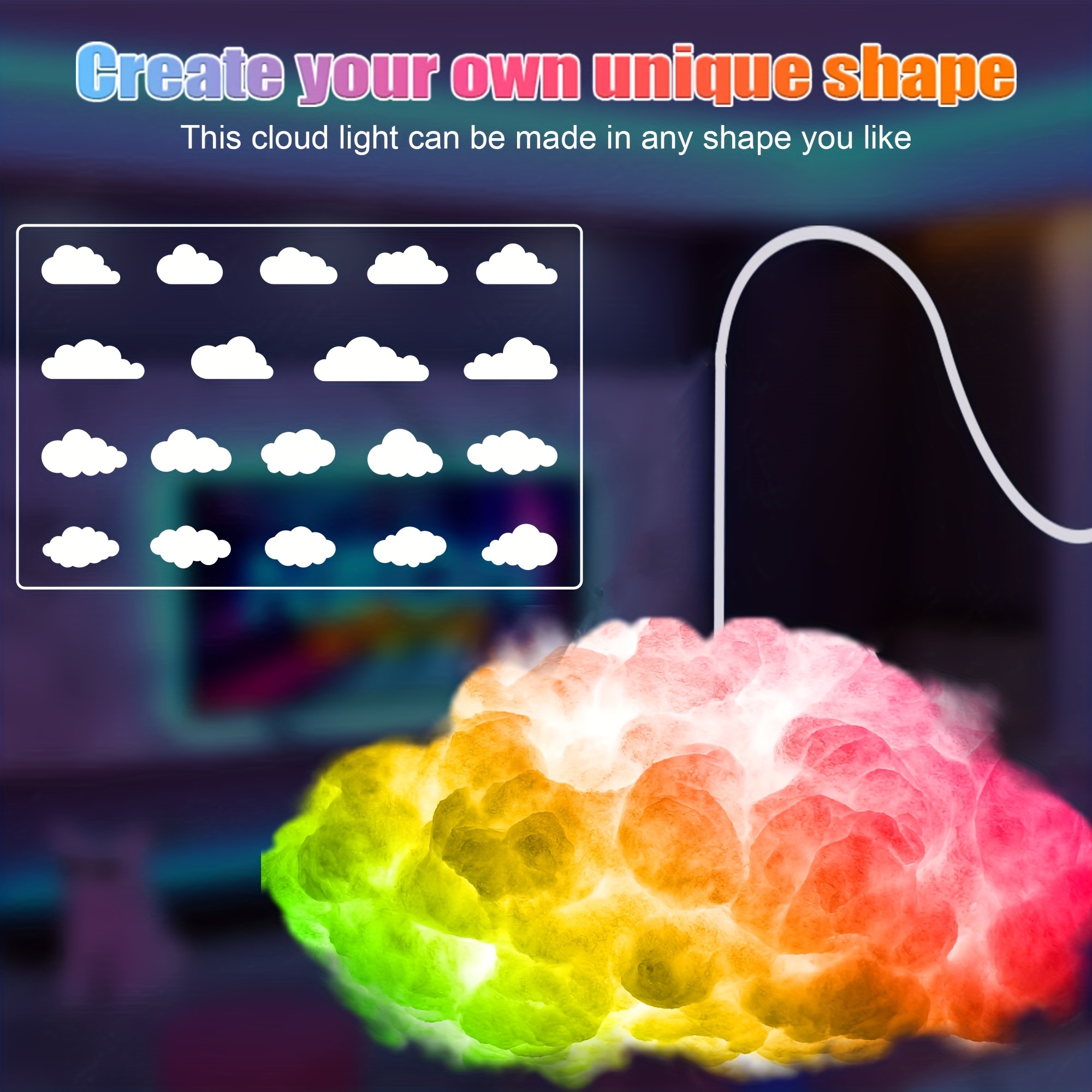 Transform Bedroom A Colorful Wonderland Led Cloud Light! - Temu