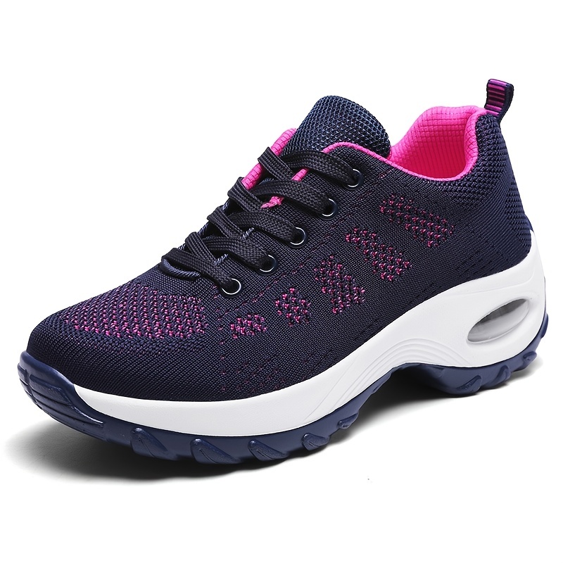 Women's Air Cushion Sports Shoes Comfortable Lace Knitted - Temu