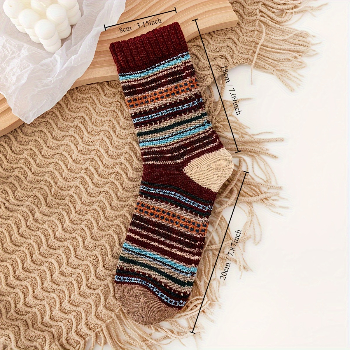 5 Pairs Winter Wool Socks For Men Thickened Warm Crew Socks
