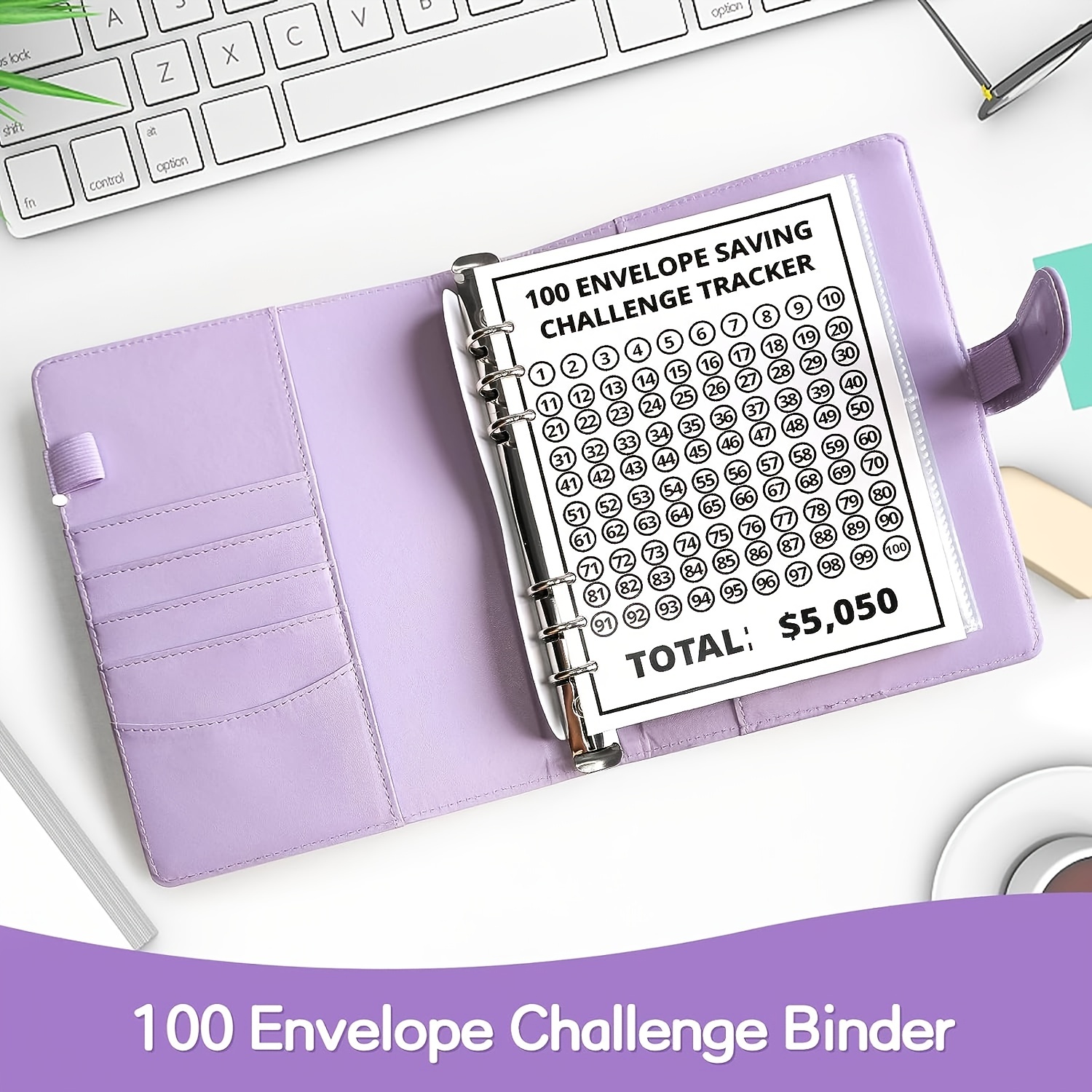Carpeta de desafíos de ahorro de 100 sobres, libro de desafíos de ahorro  con sobres, libro de desafíos de ahorro de dinero, carpeta de presupuesto