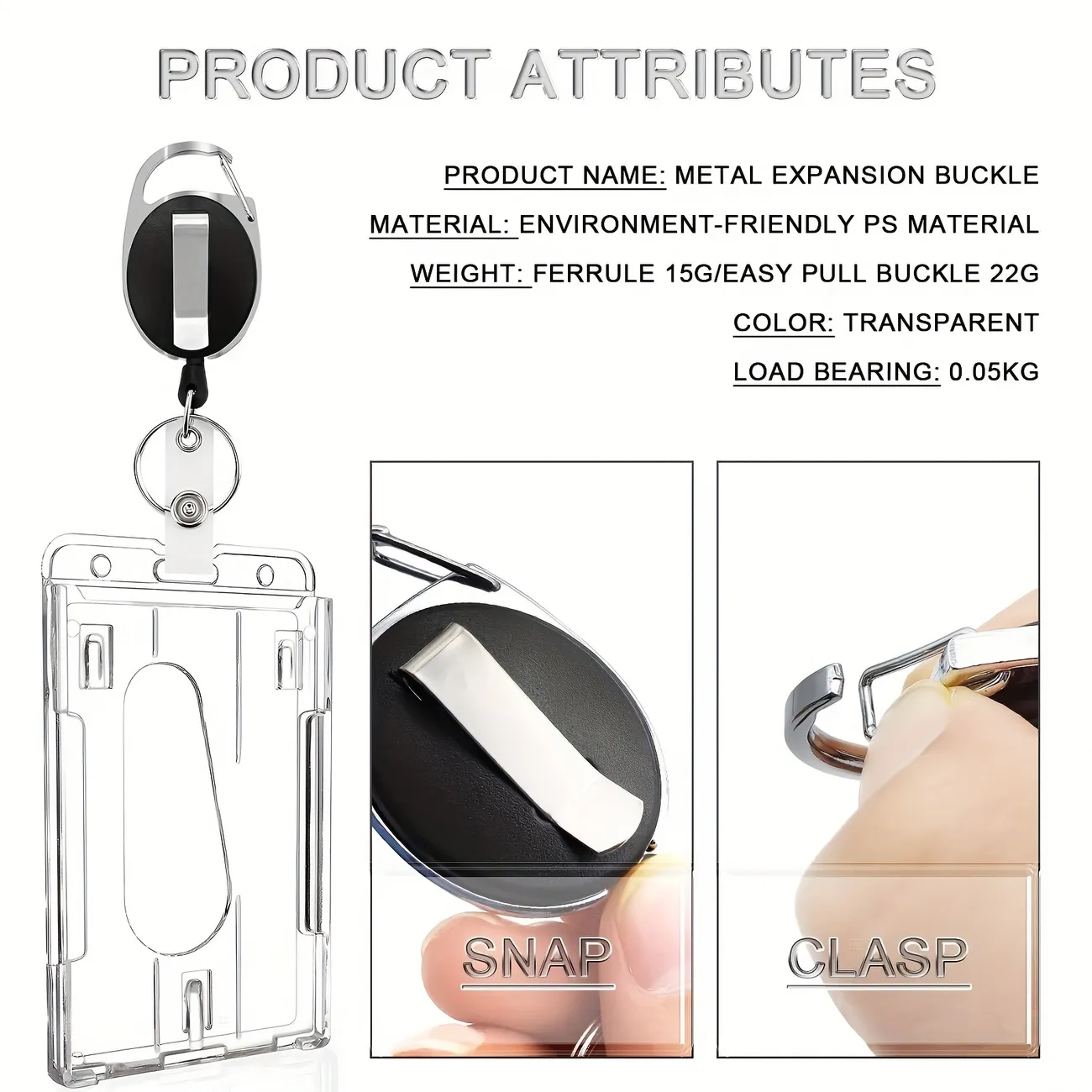 Badge Holder, Hard Plastic Badge Holder Card Holder Keychain