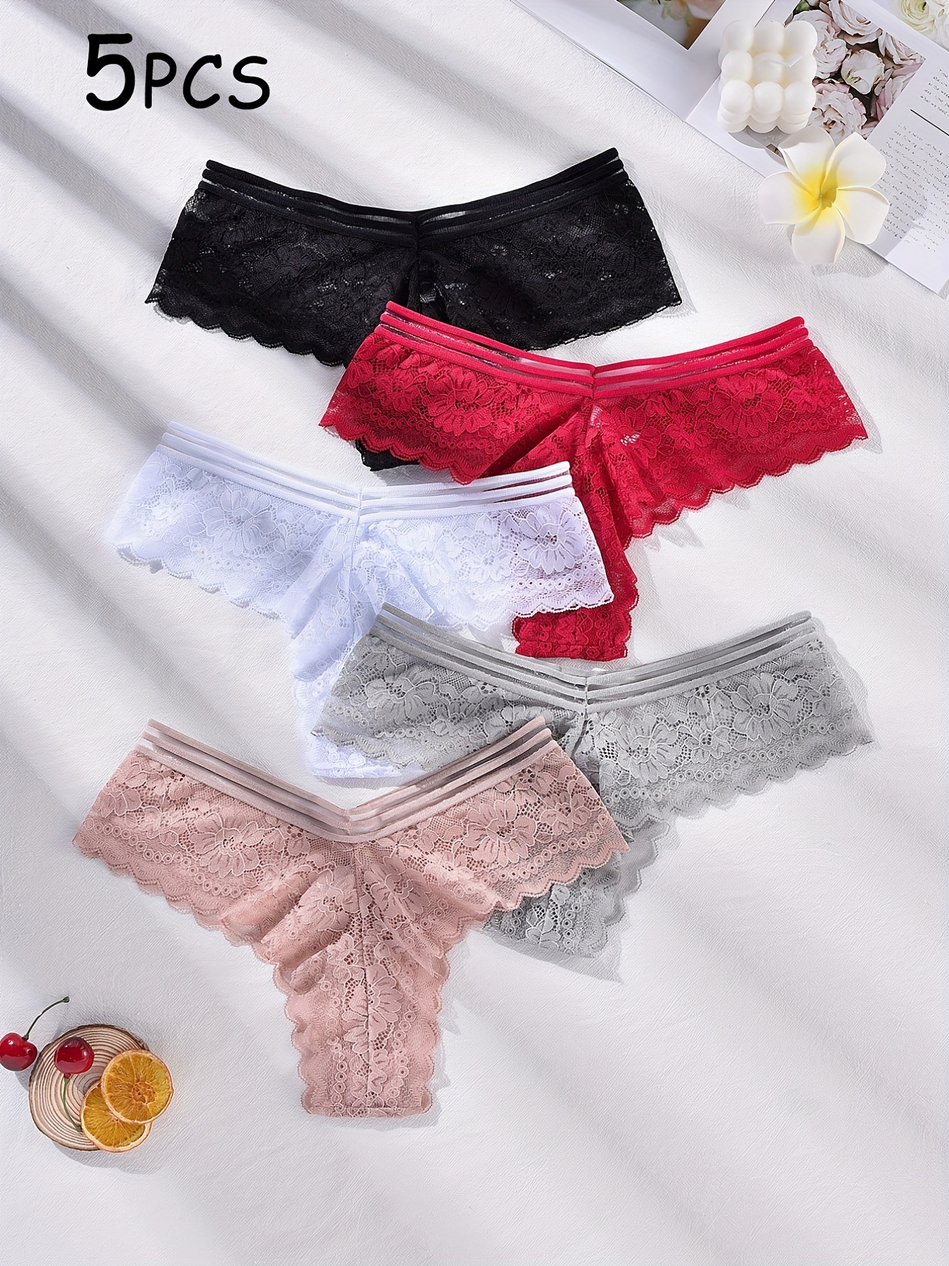 Womens Panties Low Waist Sheer Mesh Cute Seamless Underwear Women Briefs  3-Pack