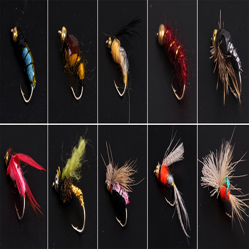 Mixed Color Fly Hook Feather Hook Cocked Mouth Insect Lure - Temu