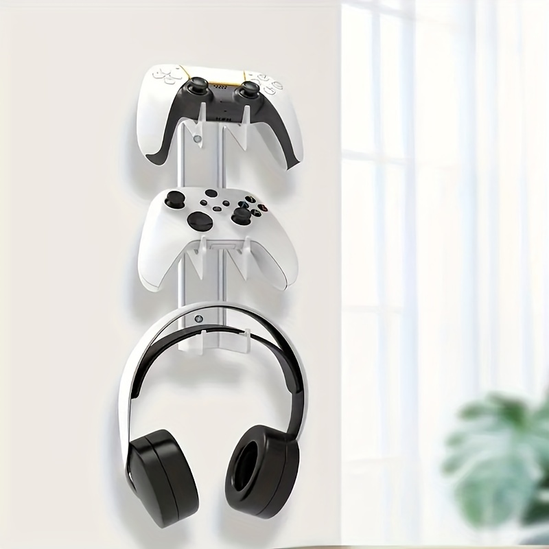  PS VR2 Wall Mount Kit, All in One Solid Metal Wall Mount Kit  for PS VR2 Headset, PS VR2 Controllers, PS5 Controllers, PS5 Headphone and  PS5 Media Remote - White 