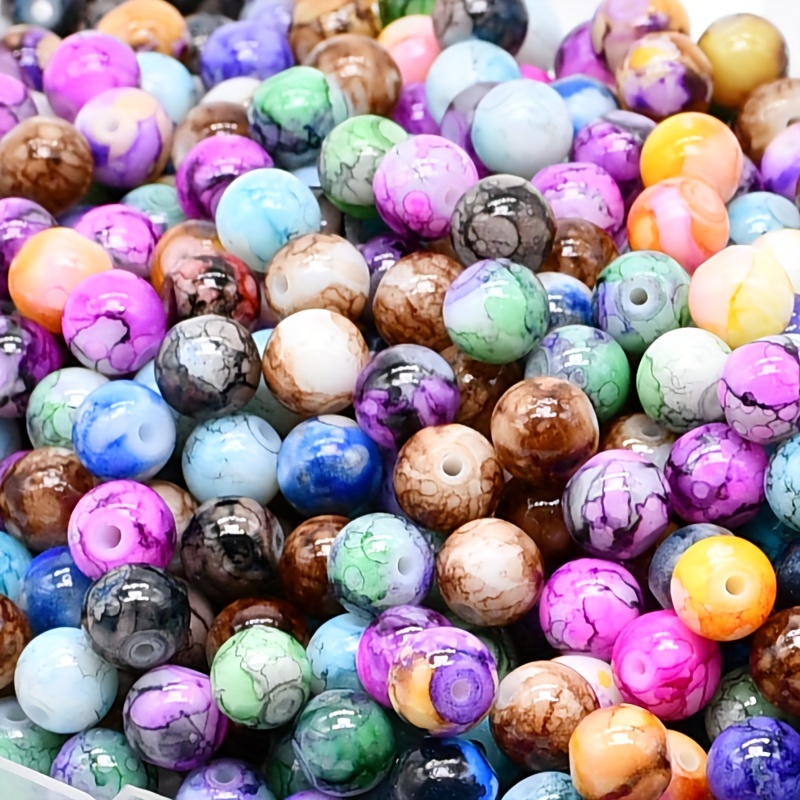 Pattern Round Glass Beads Loose Spacer Beads For Jewelry - Temu