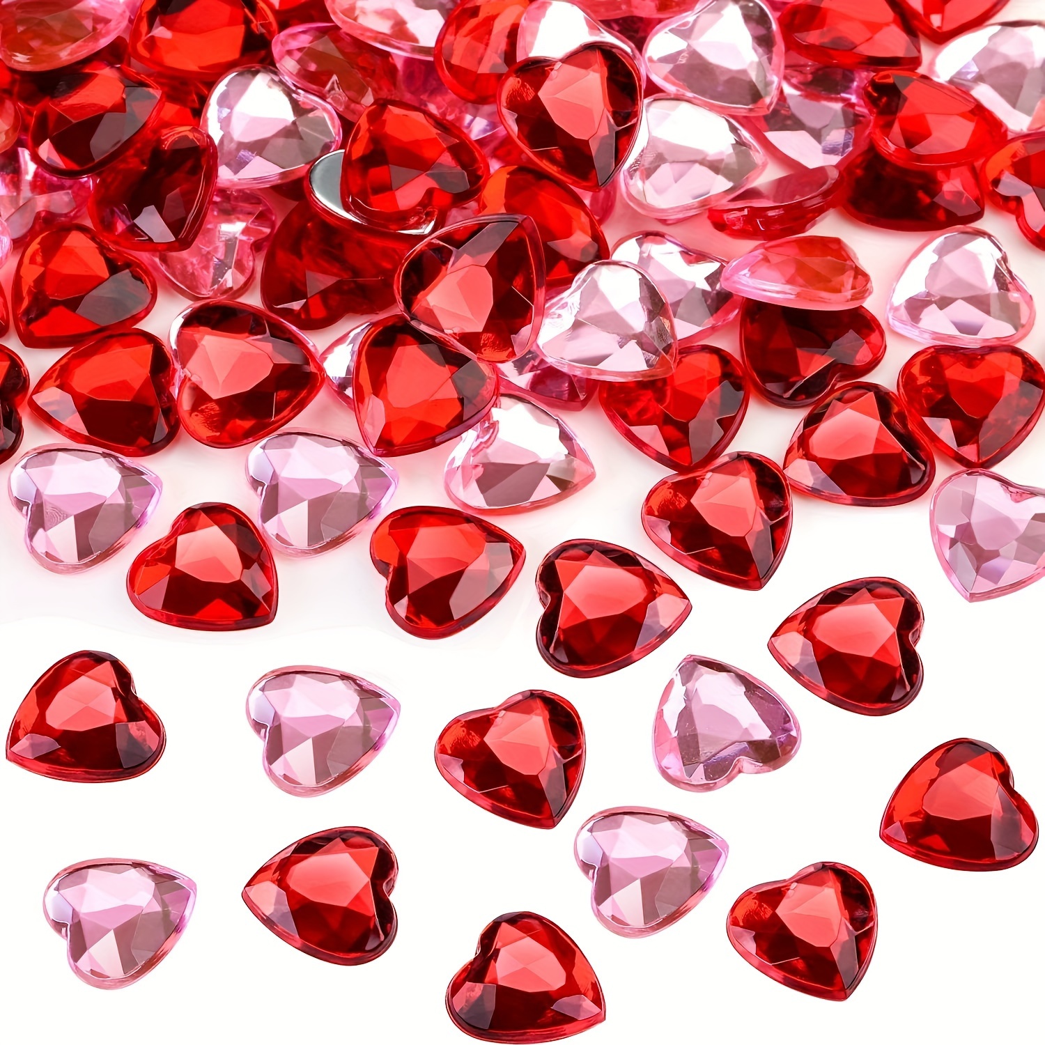 Pegatinas Strass - Corazones de diamante - Rojo