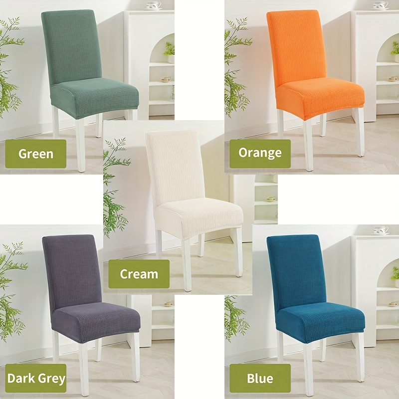 Stretch Chair Cover with Elastic Band Solid Jacquard Grid Pattern