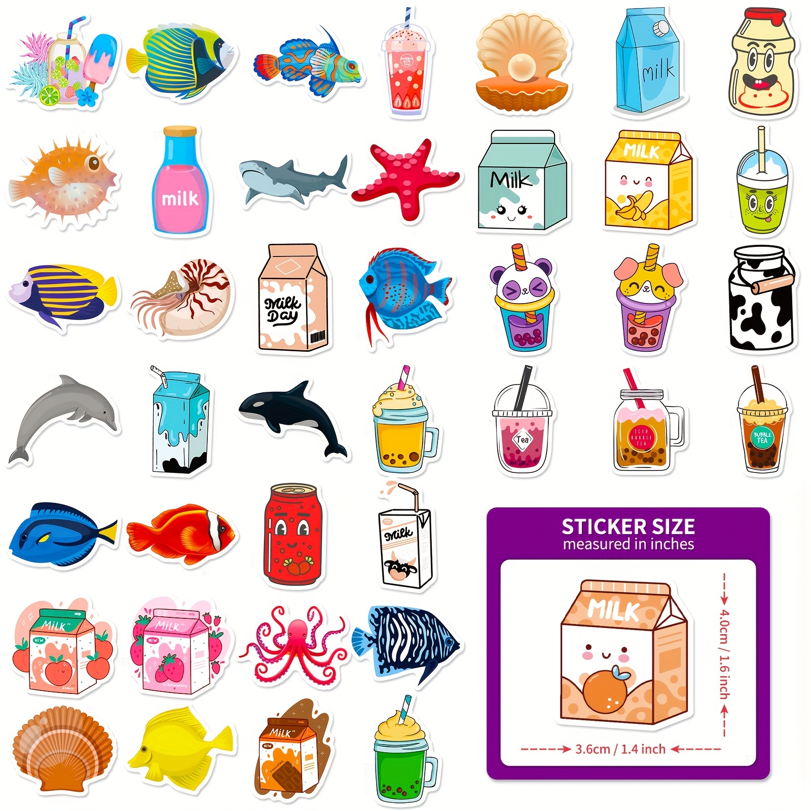 Snack Stickers Cute Food Vinyl Stickers Pack For Water - Temu