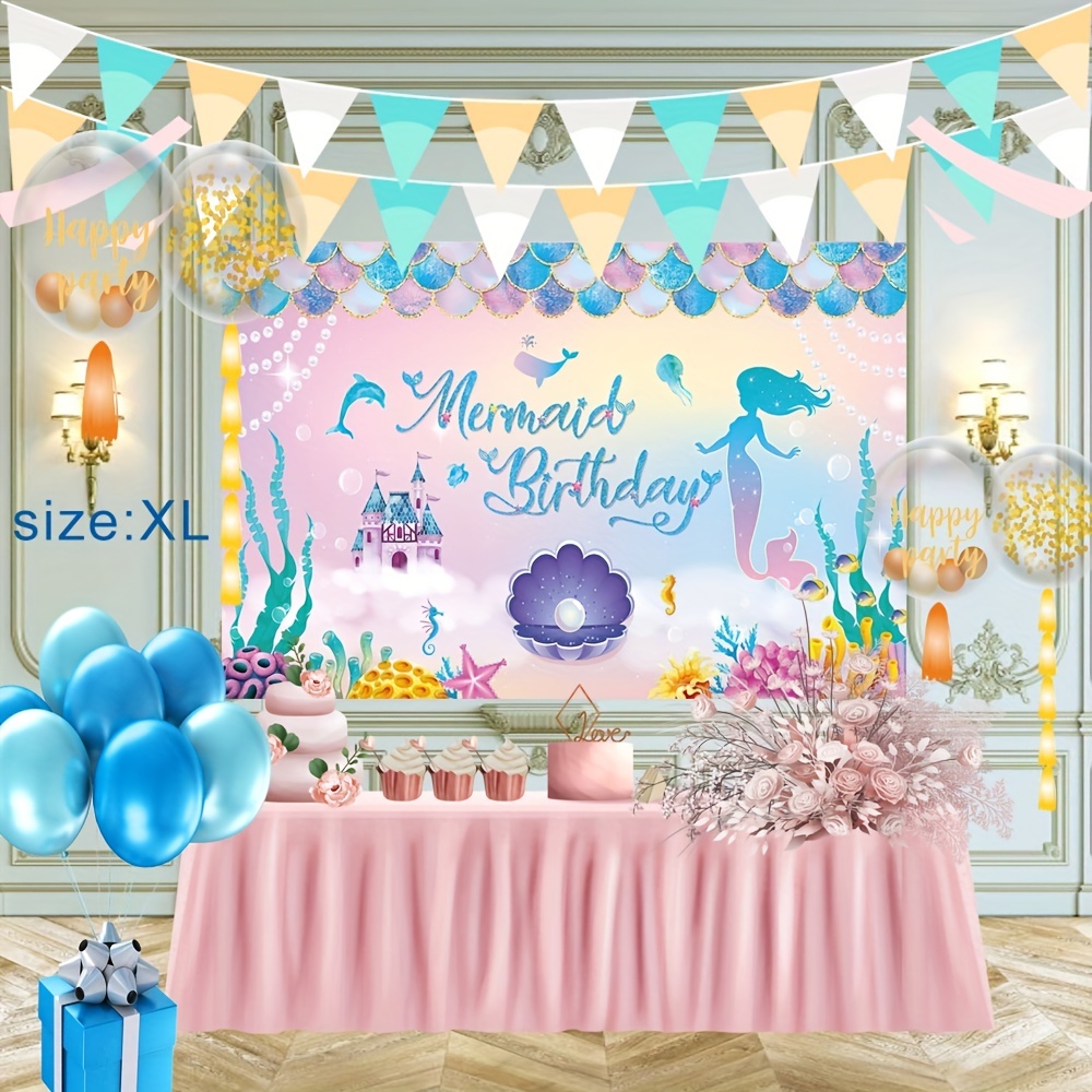 Decoraciones de sirena de 4º cumpleaños para niñas, kit de arco de  guirnalda de globos de sirena bajo el mar, decoración de fiesta número 4,  globos de