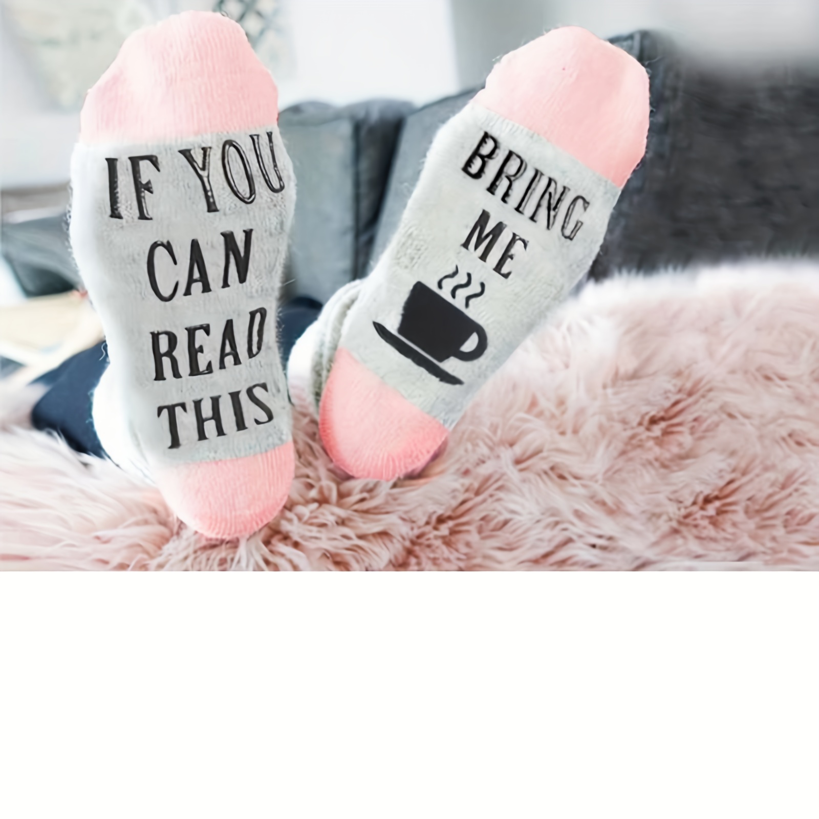 1pair Men Women Novelty Socks Funny Coffee Letter Print Cotton Comfortable  Crew Socks Spring And Summer