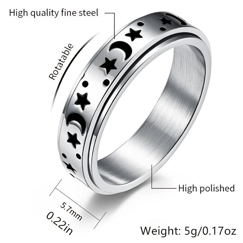 Moon Star Stainless Steel Rotating Ring