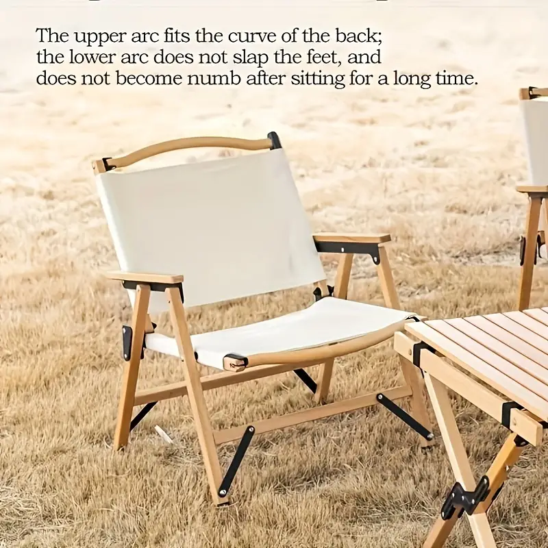 Folding Camping Chair Portable Wooden Beach Chair Backrest Chair