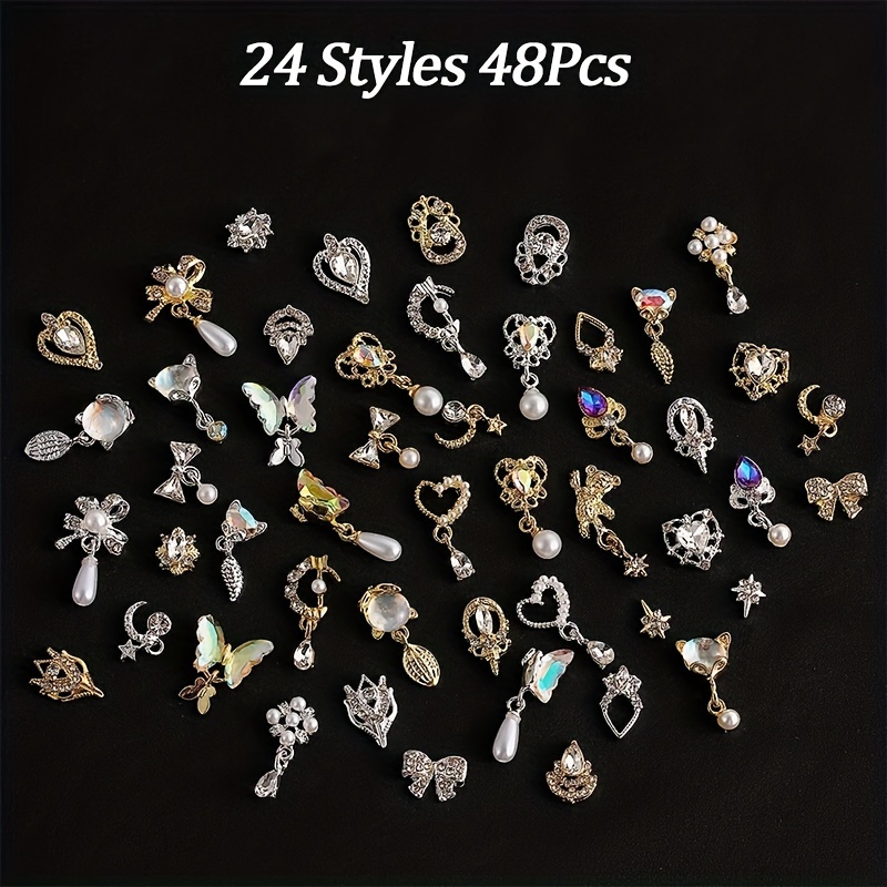 3s Nail Art Charms Dangle Luxury Rhinestones Heart Crystal