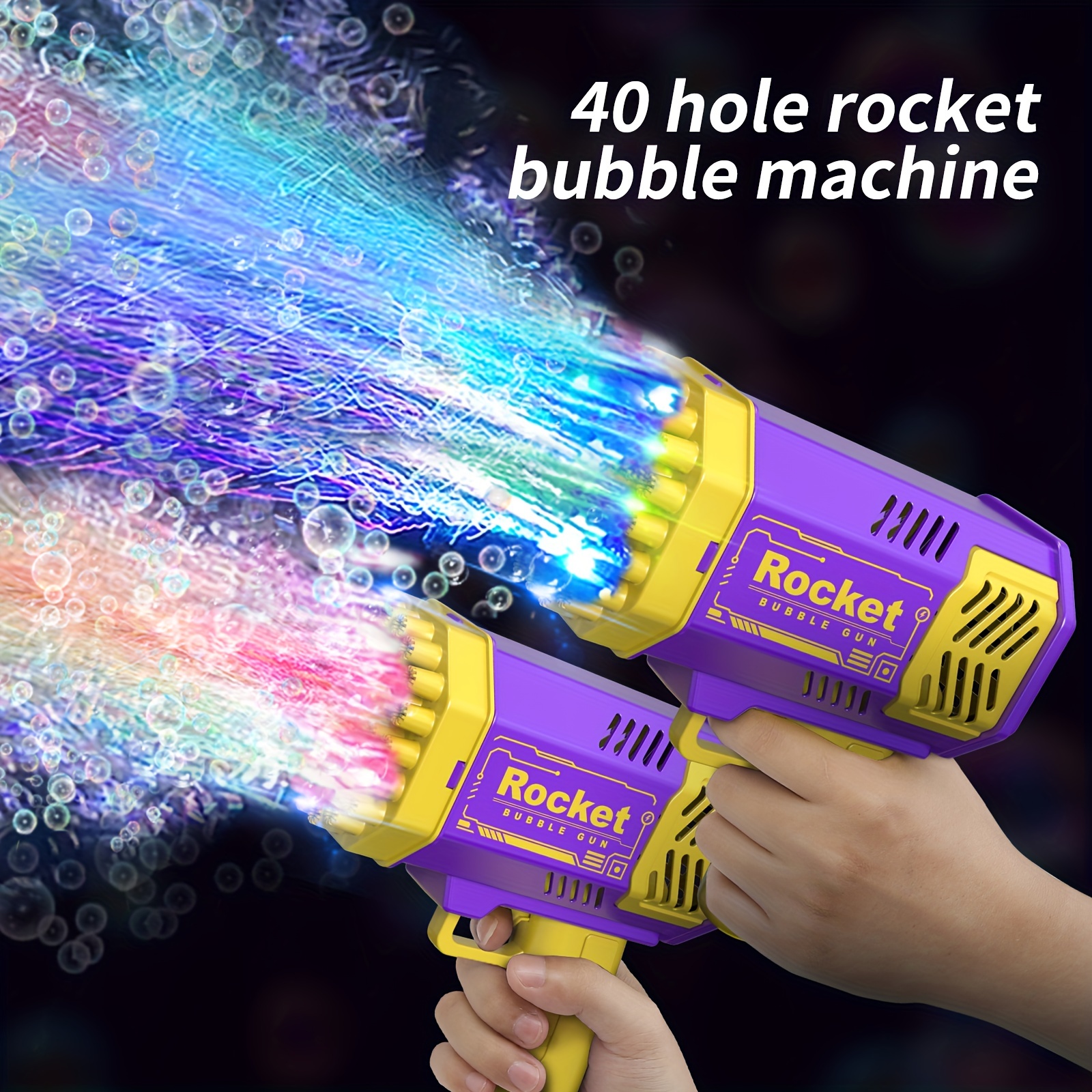  Bubble Machine Gun, Purple Bubble Gun with Lights