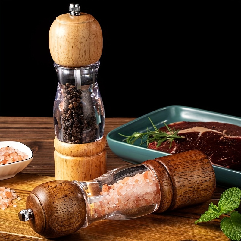 Moulin à poivre en bois réglé à la main pour les moulins à sel, à poivre et  en céramique grossière.