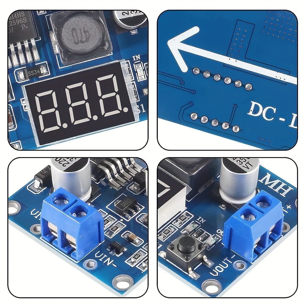 REGULATEUR TENSION AJUSTABLE AVEC VOLTMETRE A LED 1.3 A 37 V - LM2596