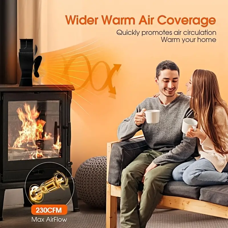 1pc Wood Stove Fan, 5 Blades Wood Stove Fan Heat Powered, Fireplace Fan,  Wood Stove Accessories, Non Electric Fan For Wood/Gas/Log Burner Stove