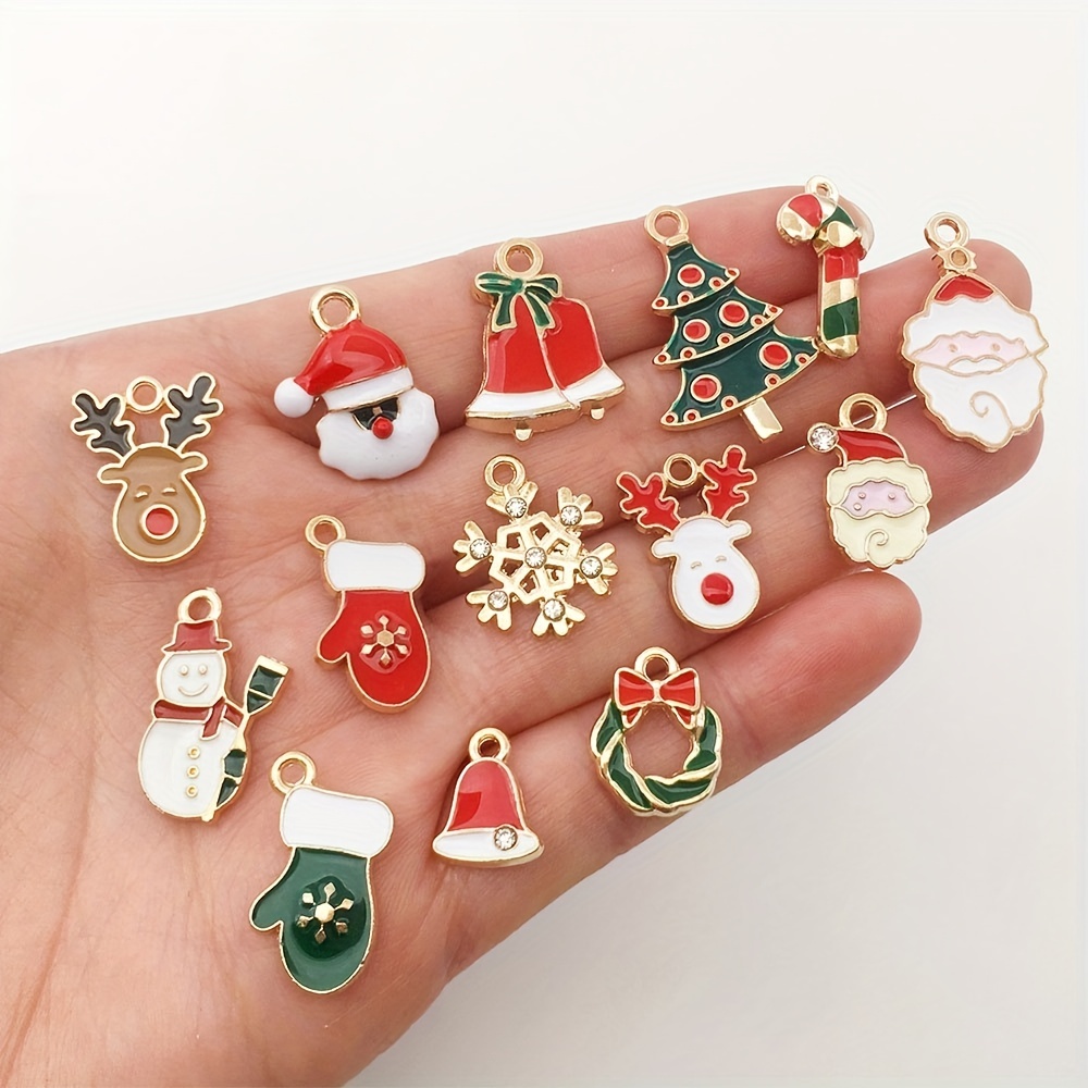 Random Mixed Size 96 Styles Christmas Series Alloy Drop Oil Charms