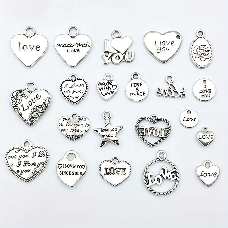 20pcs Hearts Charms Antique Silver Color Small Heart Charms Jewelry DIY  Heart Charms For Bracelet Making