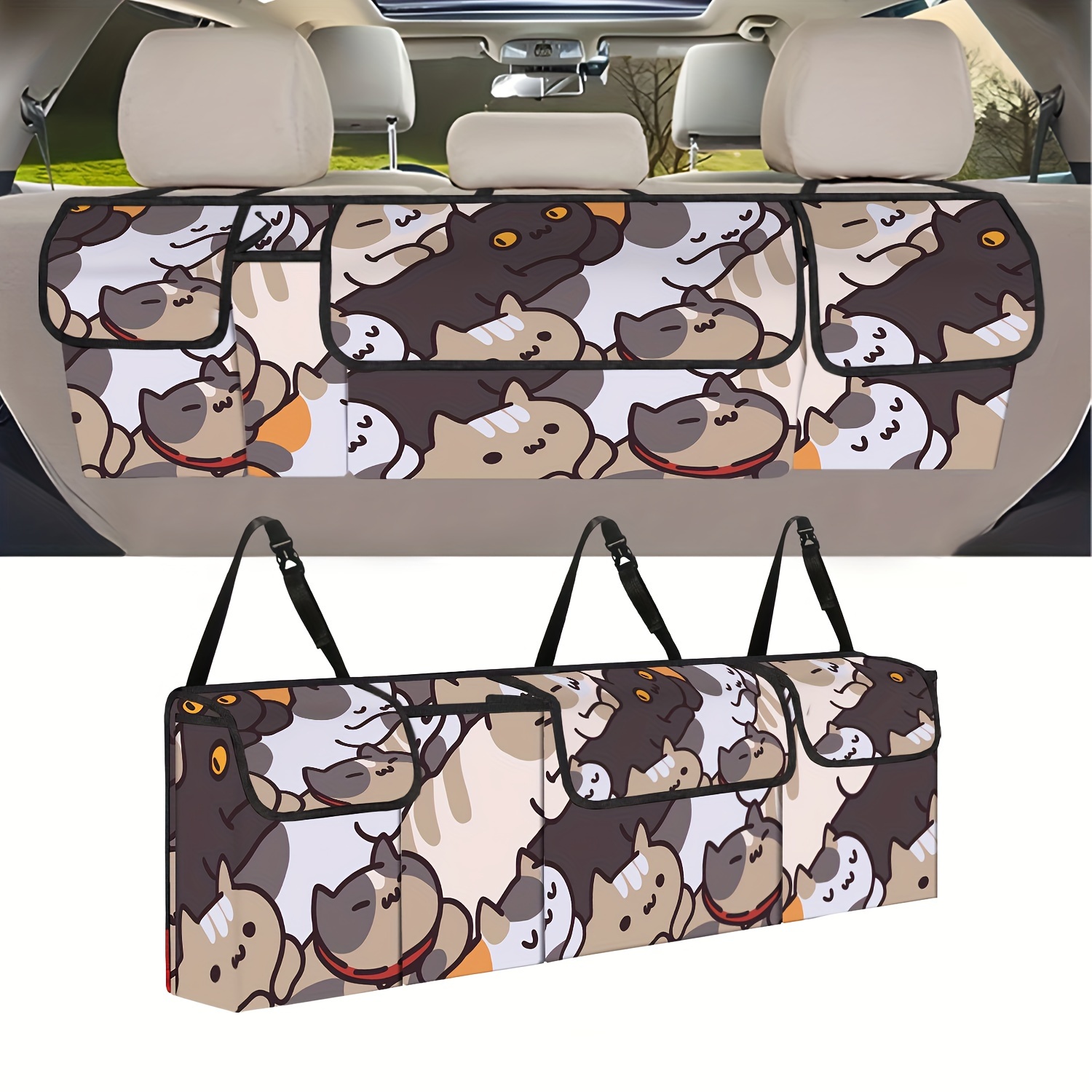Cute Cat Printed Car Rear Seat Back Hanging Storage Bag - Temu