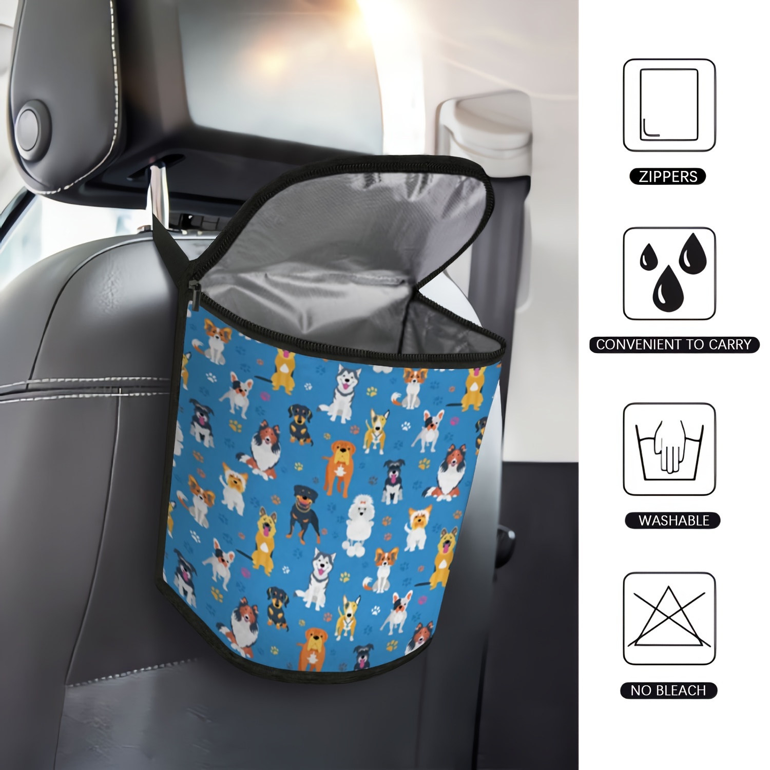 Cute Floral Dachshund Printed Car Trash Bag Car Hanging - Temu