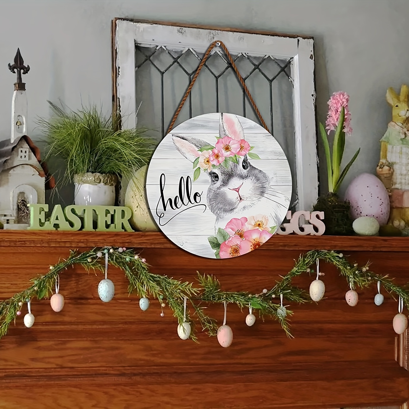 Easter Diamond Painting Wreath Hanging Decoration Bunny Diy - Temu