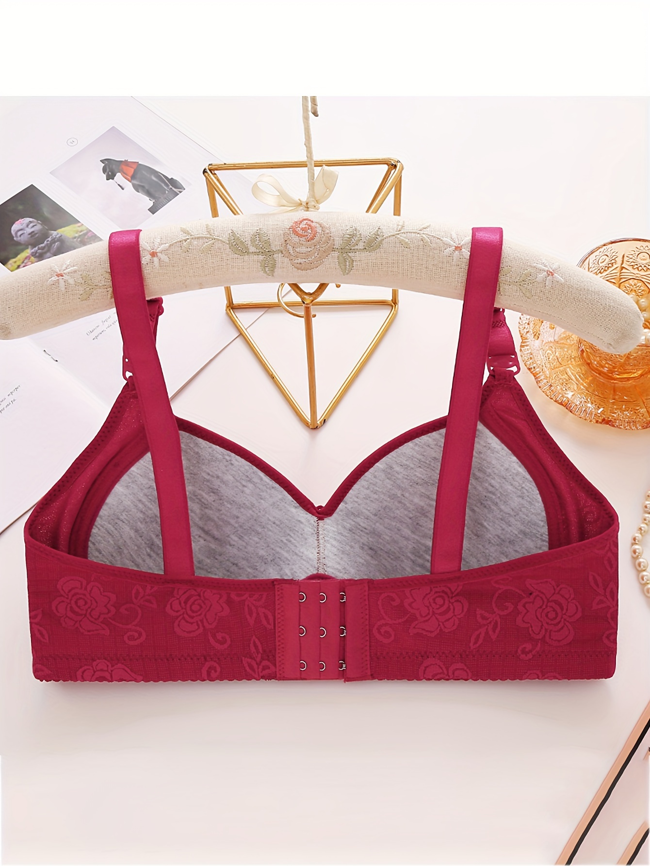 Lace Push-up Bra - Burgundy - Ladies