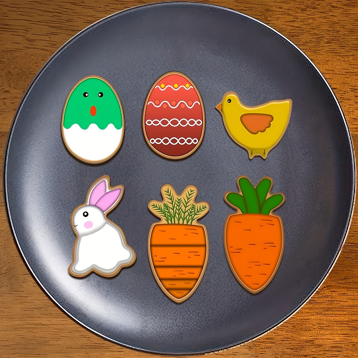 Emporte-pièces de pâques en acier inoxydable, ensemble de moules à biscuits  en forme d'œuf, de lapin, de carotte et de fleur, pour la cuisine à
