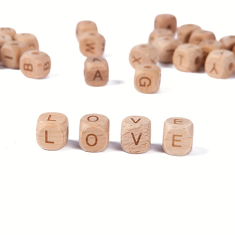 Alphabet Wooden Beads Square Dyed Wood Beads With 26 Letters - Temu