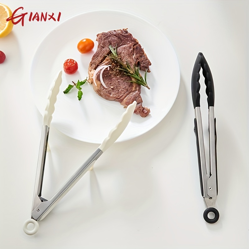 GIANXI Silicone Steak Clip High Temperature Resistant Stainless Steel Clip  Barbecue Food Tongs Kitchen Accessories