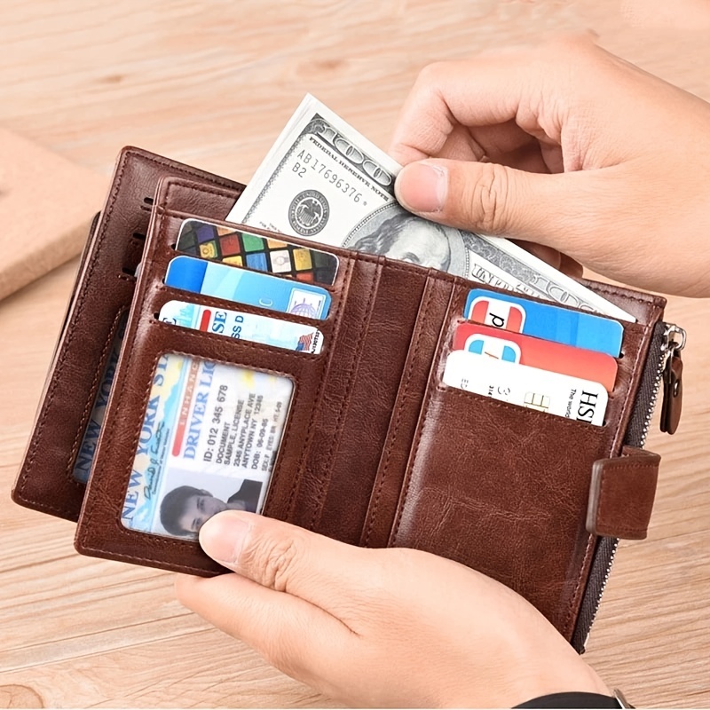 High-end quality leather wallet ladies short fashion multi-function credit  card holder coin purse driving license leather case