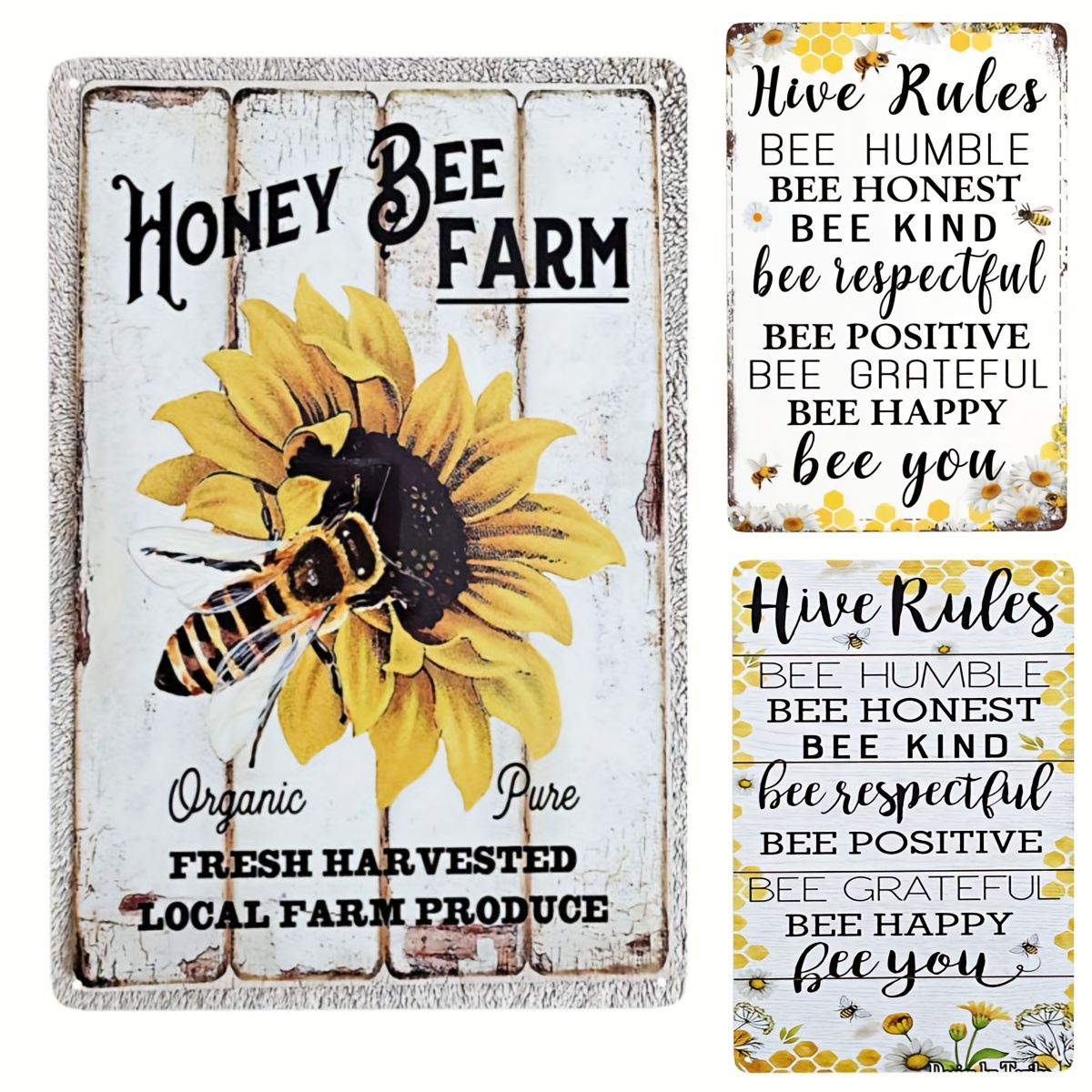 Metal Tin Sign, Bee Hive Rules Sign, For Home Honey Bee Decoration, Hive  Rules Sign Kitchen Outdoor Classroom Wall Decor, - Temu