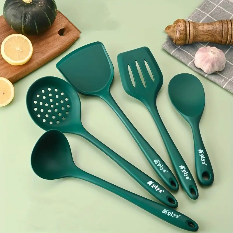 MegaChef Mint Green Silicone and Wood Cooking Utensils (Set of 12)