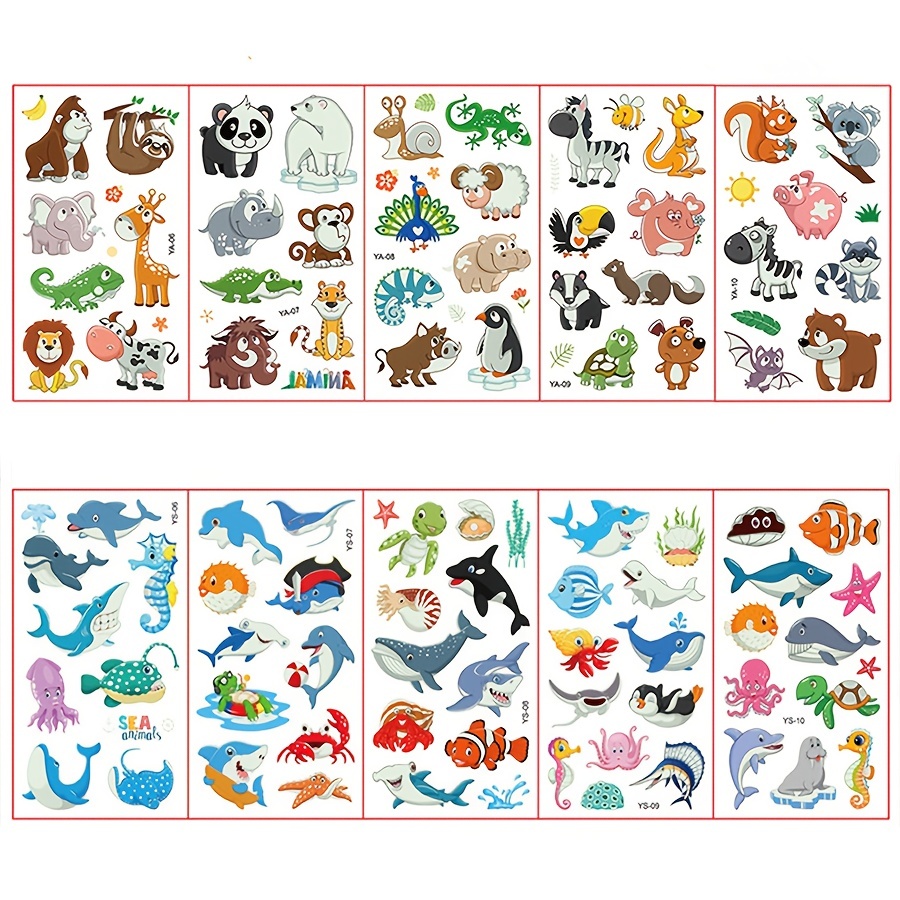 Sea Life Temporary Tattoo Set for Kids