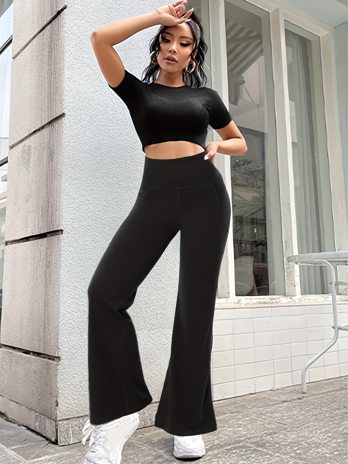 Dress Pants for Ladies, High Waisted Stretchy Trousers Solid Color Tummy  Control Office Pants Elastic Wide Leg Pants Black : : Clothing,  Shoes & Accessories