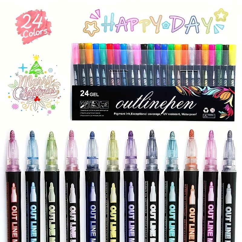 12 White Marker Pens 1mm Refillable Ink Tracing Pen, Waterproof And  Non-fading Painting Marking Pen