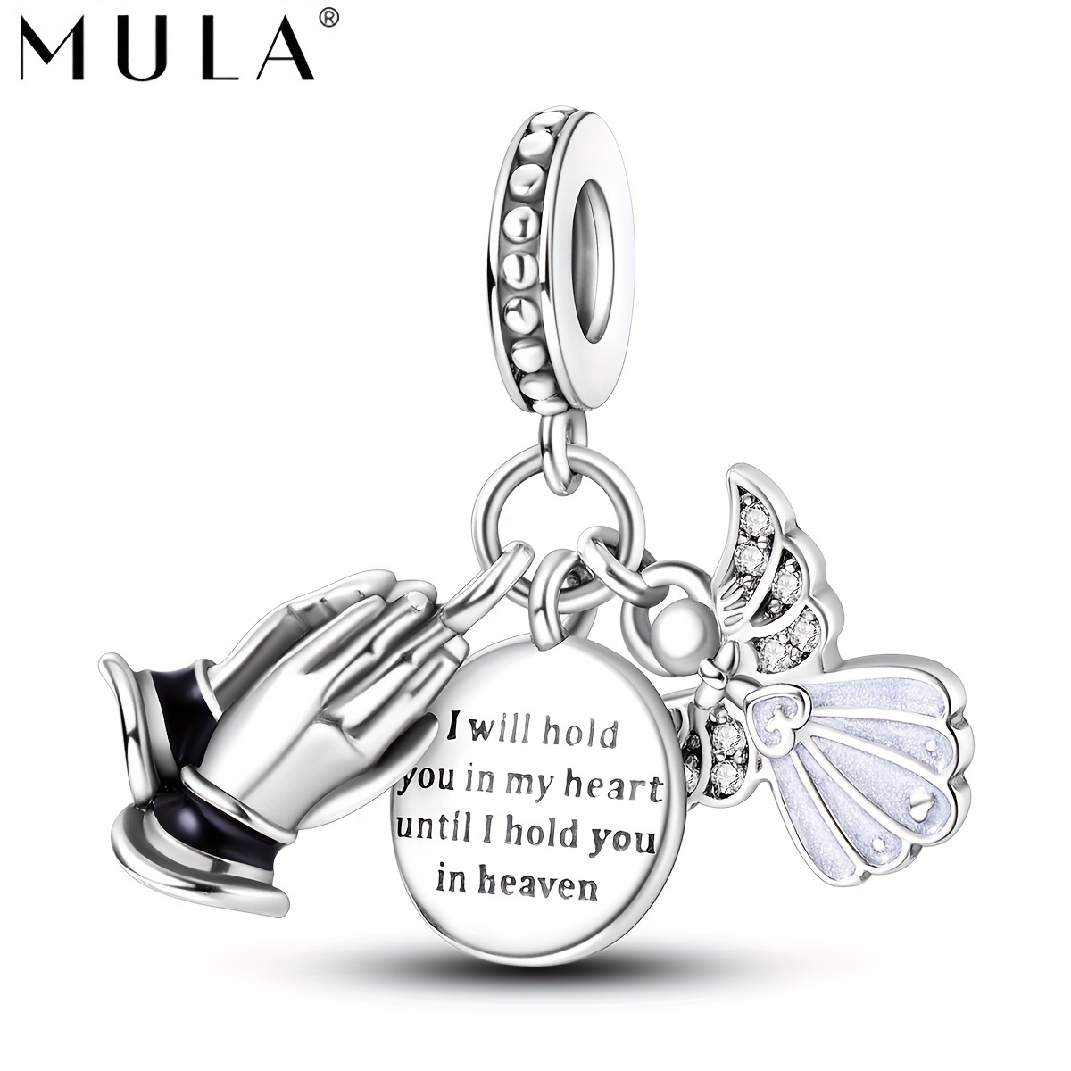

Mula 925 Silver Plated Holy Zircon Pray Palm Heart Religious Charm Fit Original Bracelet Necklace Pendant Beads For Diy Jewelry Making Daily Gift For Friend