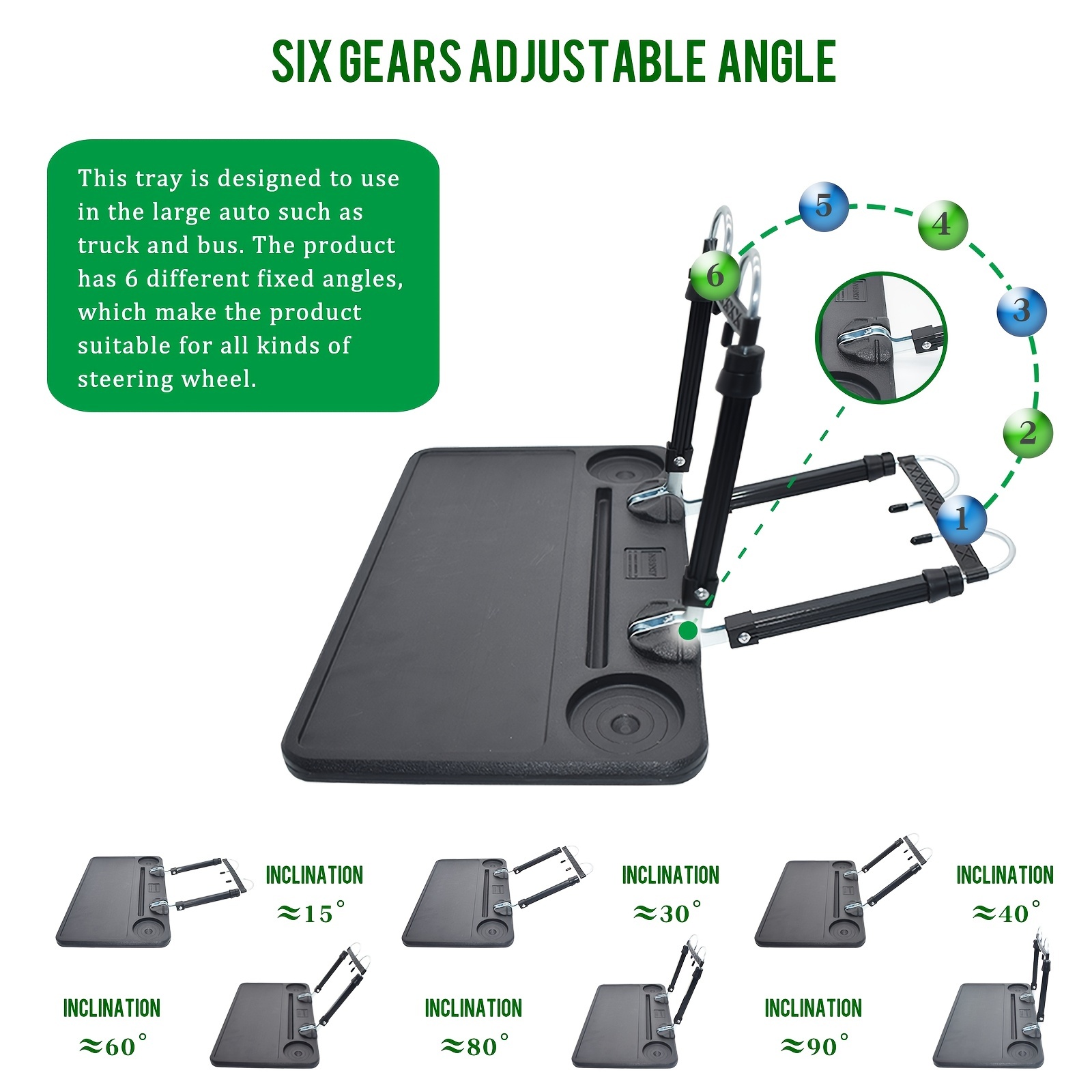 Xergur 2 in 1 Car Steering Wheel Tray/Back Seat Headrest Tray for Eating  Food Drink and Writing Laptop Work, Black Car Desk