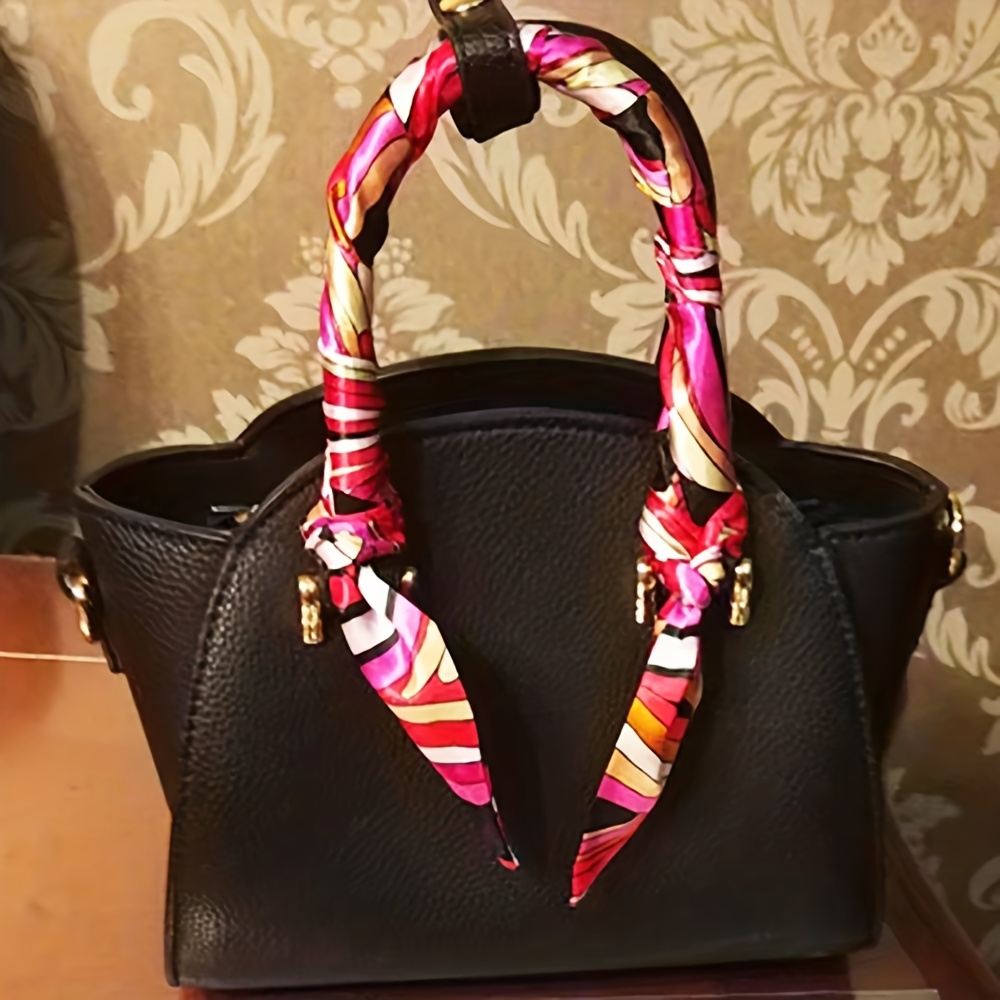 2pcs Red Striped Skinny Scarf & Scarf Ring Set