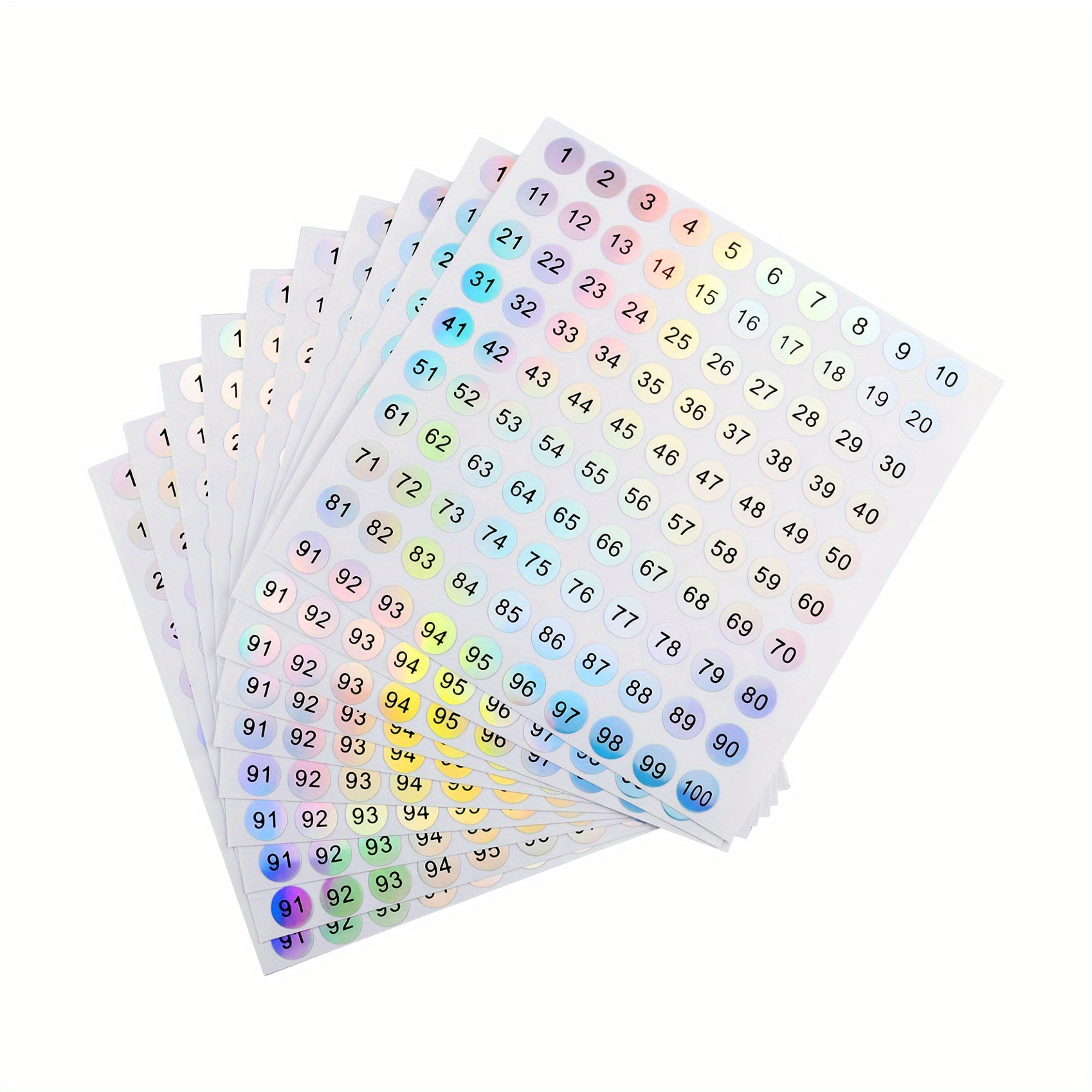 15 Sheets Small Number Stickers Round Number Sticker 1-100 Number Sticker