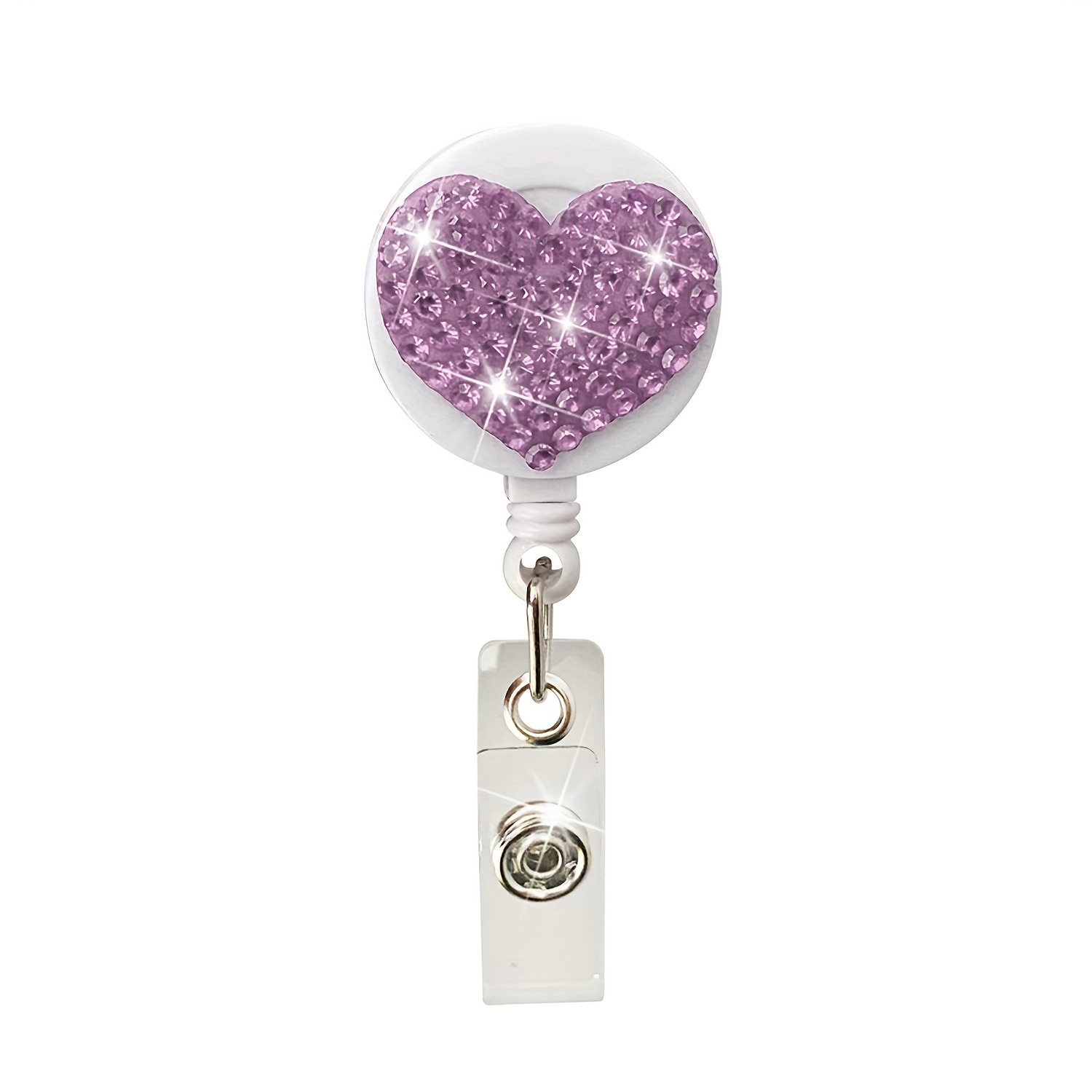 Sparkling Love Heart Shape Name Badge Reel Swivel Alligator - Temu United  Kingdom