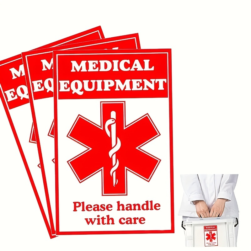 10pcs Medical Alarm Equipment Luggage Tag Stickers, Red Fragile Medical  Equipment Internal Stickers, Handle With Medical Supplies Nursing Label  3.9inc