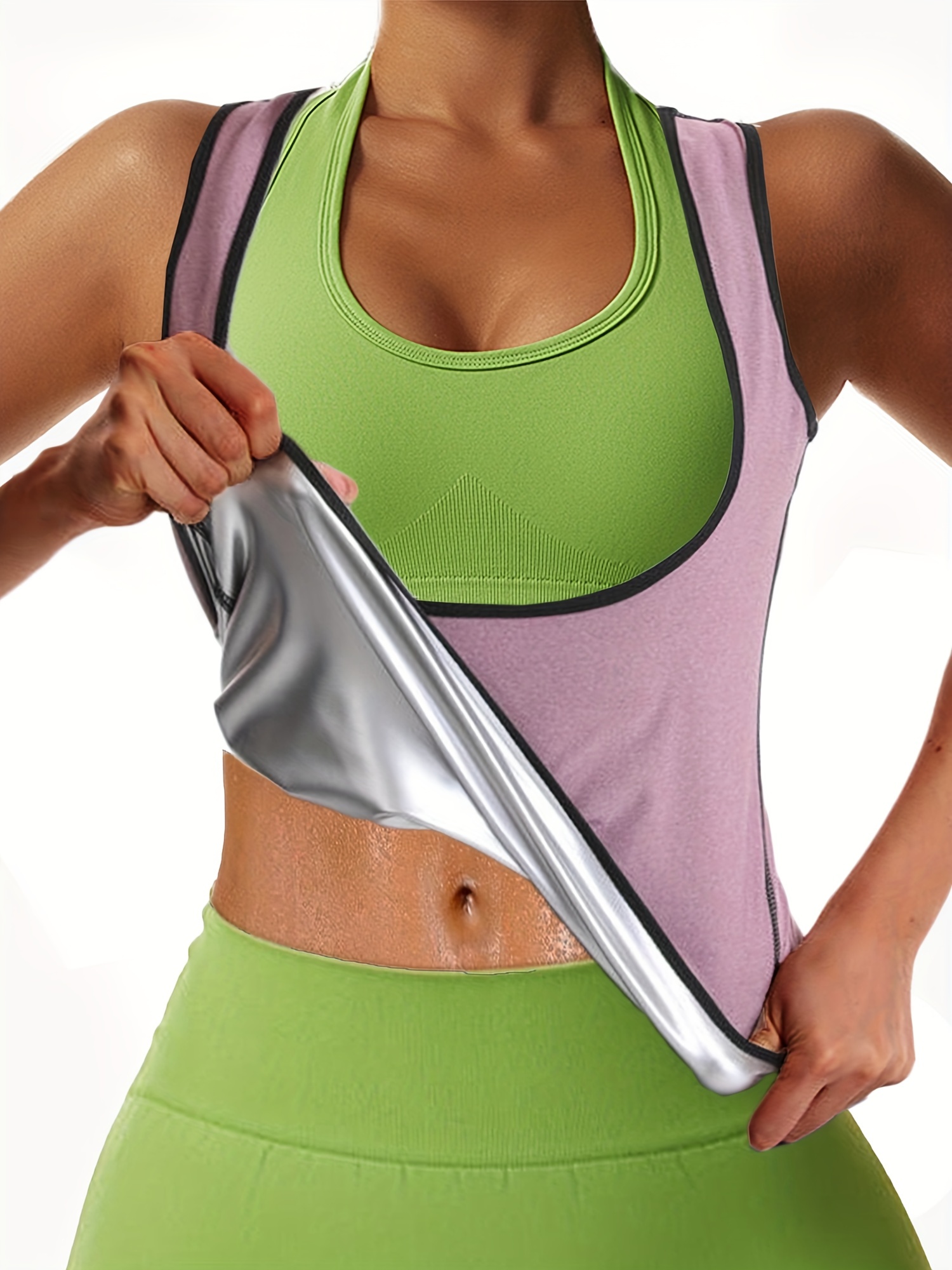  NonEcho Women Sauna Body Shaper Sweat Suit Sleeve Spa Cami Hot  Neoprene Slimming Workout Vest Waist Trainer Top : Sports & Outdoors